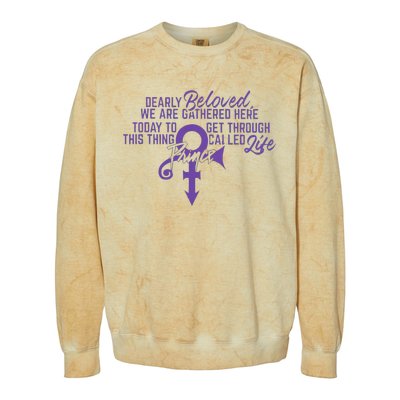 Dearly Beloved We Are Gathered Here Today To Get Through Colorblast Crewneck Sweatshirt