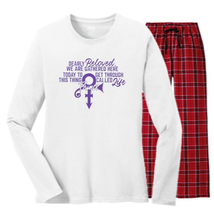 Dearly Beloved We Are Gathered Here Today To Get Through Women's Long Sleeve Flannel Pajama Set 