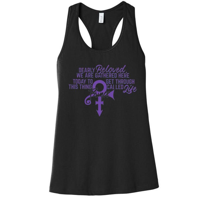 Dearly Beloved We Are Gathered Here Today To Get Through Women's Racerback Tank