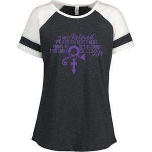 Dearly Beloved We Are Gathered Here Today To Get Through Enza Ladies Jersey Colorblock Tee