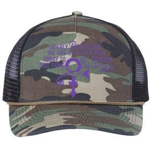 Dearly Beloved We Are Gathered Here Today To Get Through Retro Rope Trucker Hat Cap