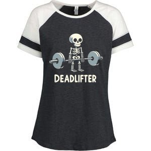 Deadlifter Bodybuilder Workout Training Lifting Skeleton Gift Enza Ladies Jersey Colorblock Tee