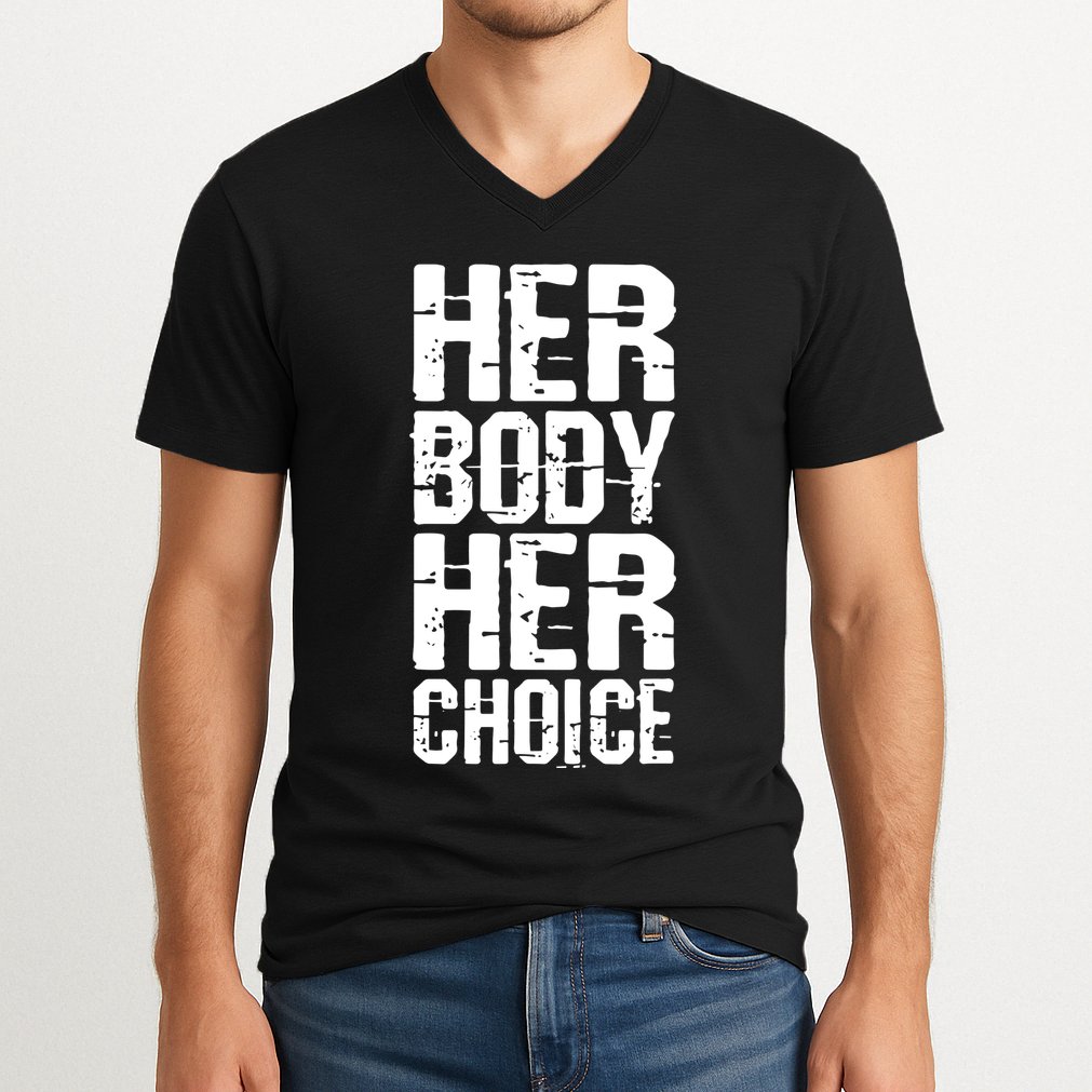 Dave Bautista Wearing Her Body Her Choice V-Neck T-Shirt