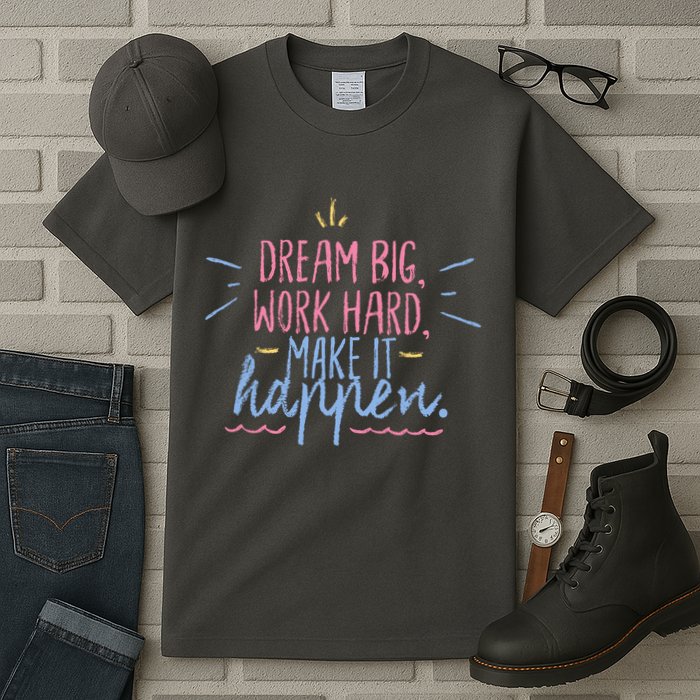 Dream Big Work Hard Make It Happen Quote Tall T-Shirt