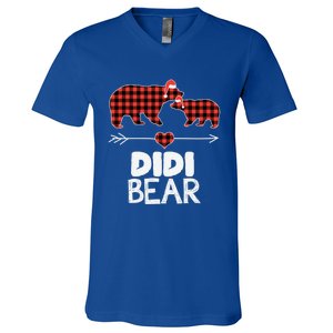 Didi Bear Xmas Pajama Red Plaid Buffalo Family Funny Funny Gift V-Neck T-Shirt