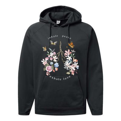 Deep Breath You Matter Inhale Peace Exhale Love Performance Fleece Hoodie