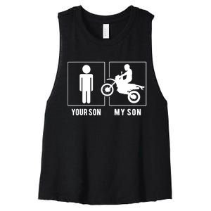 DIRT BIKER YOUR SON MY SON MOTHER FATHER'S DAY Women's Racerback Cropped Tank