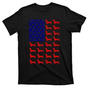 Dachshund Cute American Flag 4th of July T-Shirt