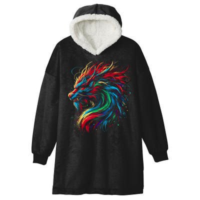Dragon Colorful Animal Art Fantasy Dragon  Hooded Wearable Blanket