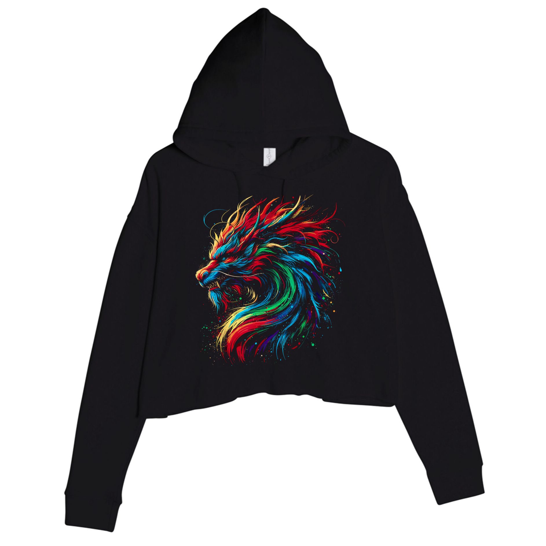 Dragon Colorful Animal Art Fantasy Dragon  Crop Fleece Hoodie