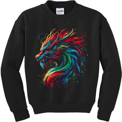 Dragon Colorful Animal Art Fantasy Dragon  Kids Sweatshirt