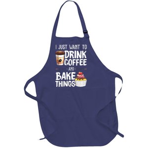 Drink Coffee And Bake Things Funny Pastry Baker Gift Full-Length Apron With Pockets