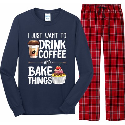 Drink Coffee And Bake Things Funny Pastry Baker Gift Long Sleeve Pajama Set