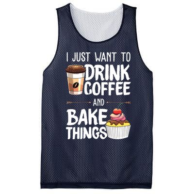 Drink Coffee And Bake Things Funny Pastry Baker Gift Mesh Reversible Basketball Jersey Tank