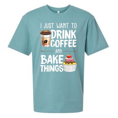 Drink Coffee And Bake Things Funny Pastry Baker Gift Sueded Cloud Jersey T-Shirt