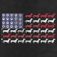 Dachshund Cute American Flag 4th Of July Gif 7 Panel Mesh Trucker Snapback Hat