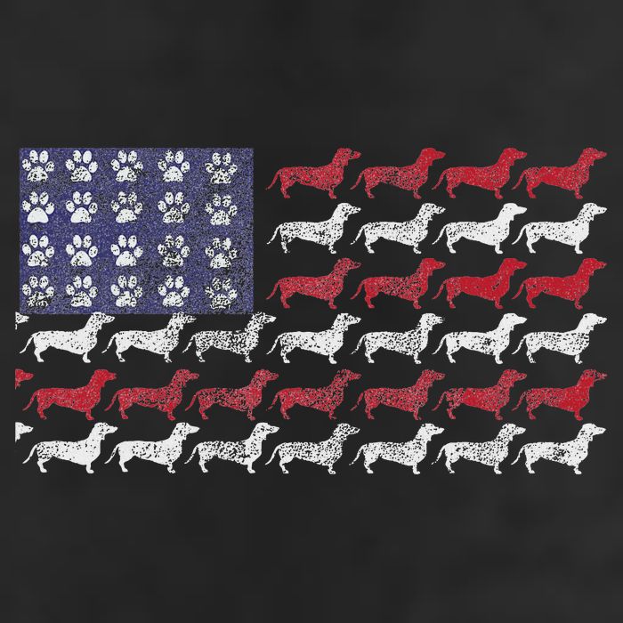 Dachshund Cute American Flag 4th Of July Gif 7 Panel Mesh Trucker Snapback Hat