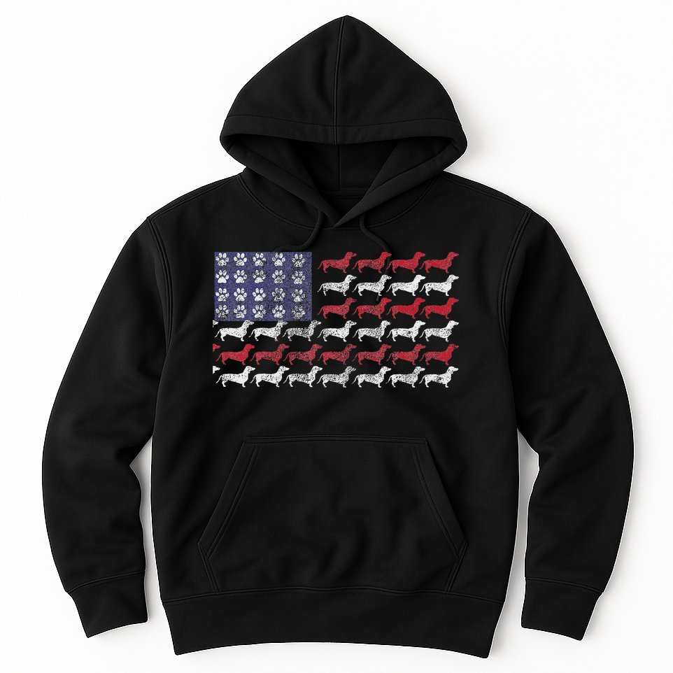 Dachshund Cute American Flag 4th Of July Gif Hoodie
