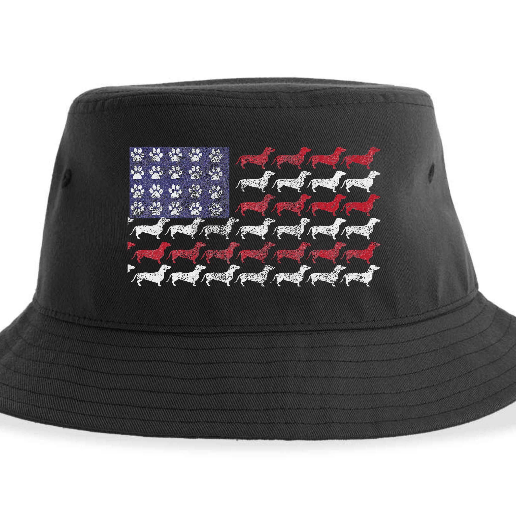 Dachshund Cute American Flag 4th Of July Gif Sustainable Bucket Hat
