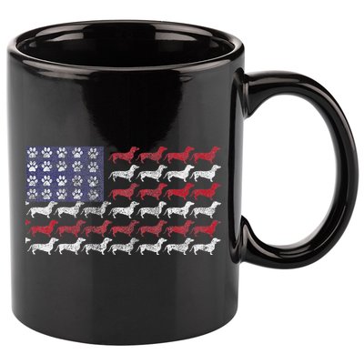 Dachshund Cute American Flag 4th Of July Gif 11oz C Handle Ceramic Mug