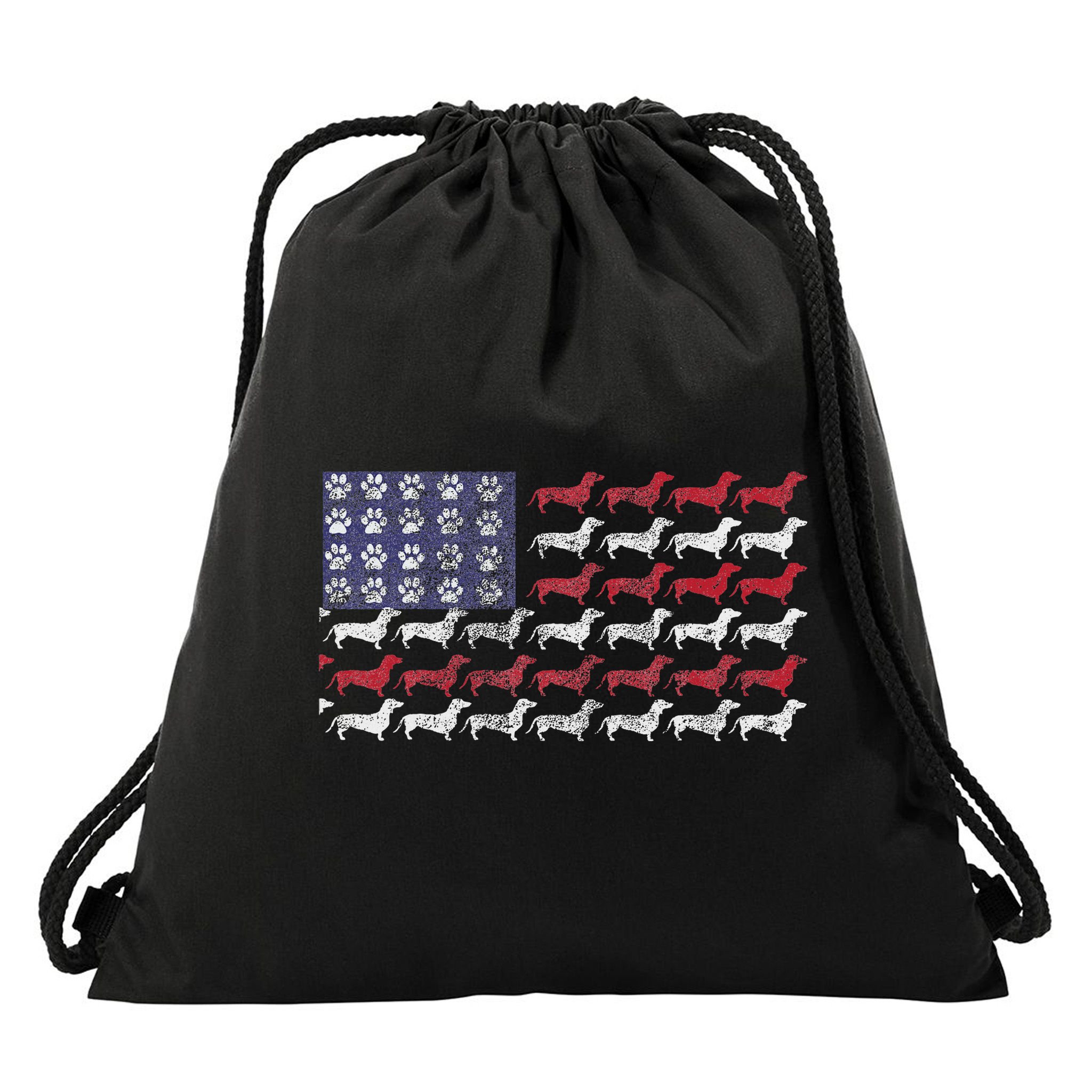 Dachshund Cute American Flag 4th Of July Gif Drawstring Bag