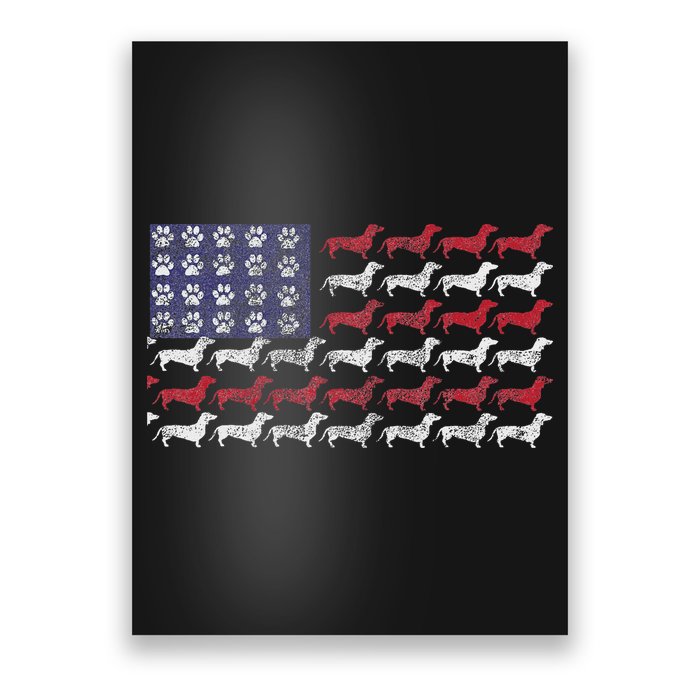 Dachshund Cute American Flag 4th Of July Gif Poster