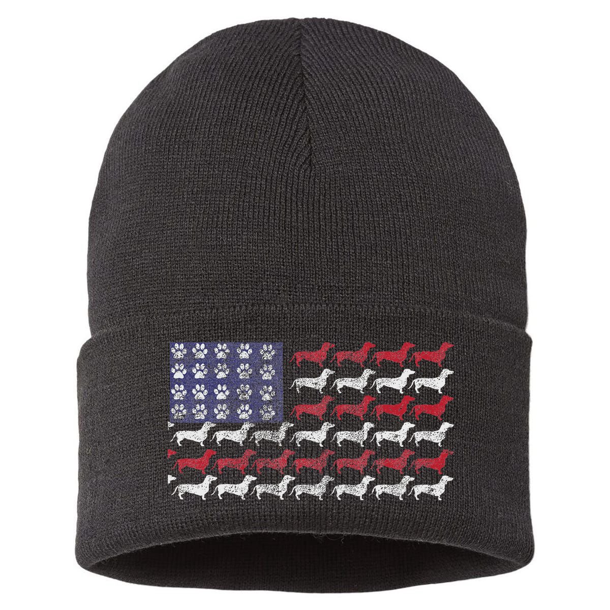 Dachshund Cute American Flag 4th Of July Gif Sustainable Knit Beanie