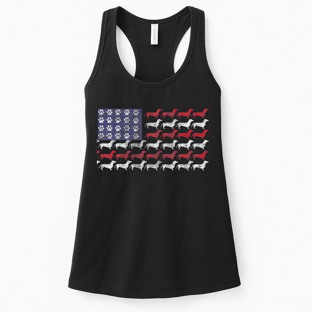 Dachshund Cute American Flag 4th Of July Gif Womens Tank Top