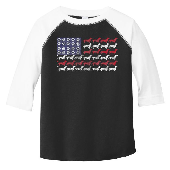 Dachshund Cute American Flag 4th Of July Gif Toddler Fine Jersey T-Shirt