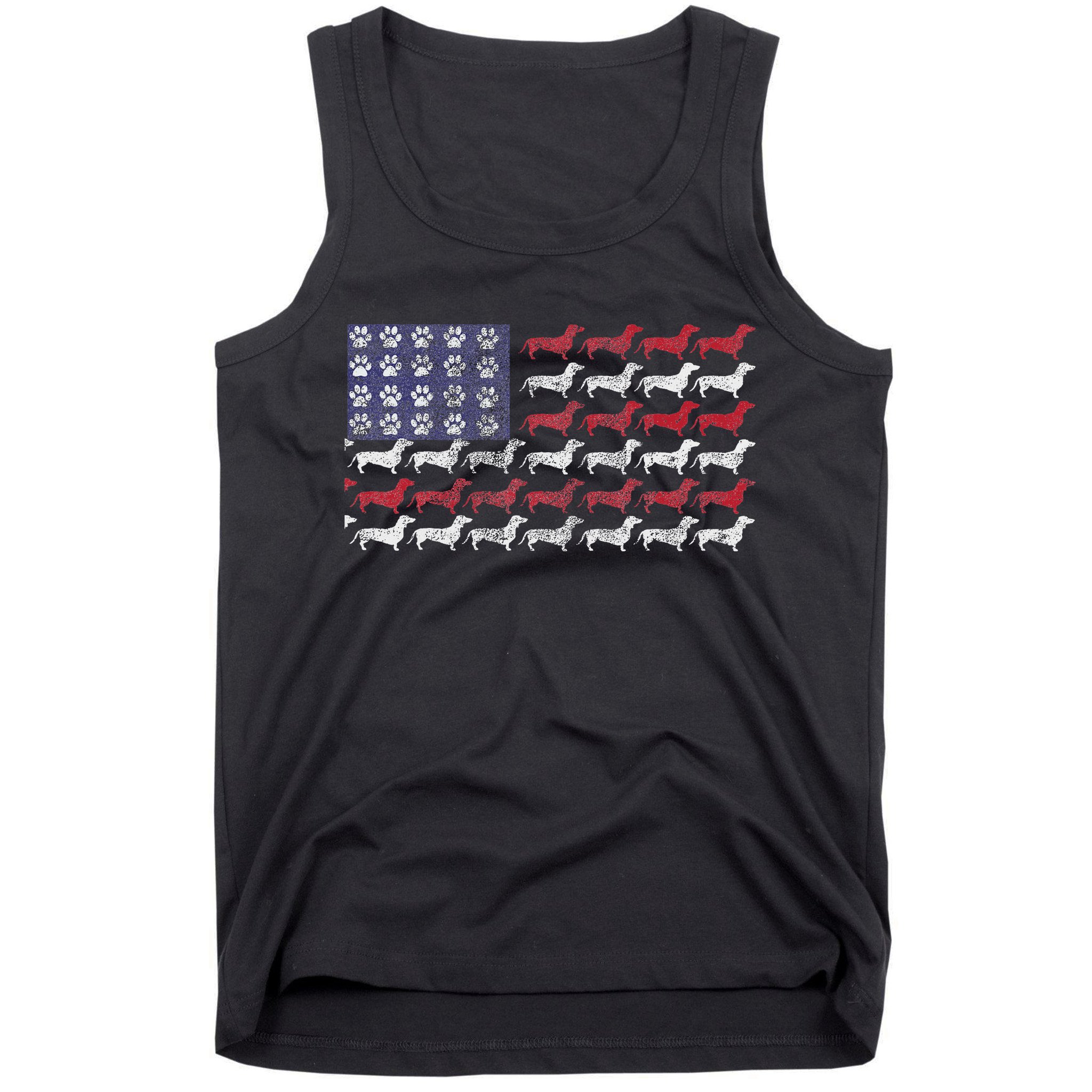 Dachshund Cute American Flag 4th Of July Gif Tank Top