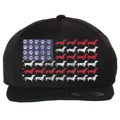 Dachshund Cute American Flag 4th Of July Gif Wool Snapback Cap