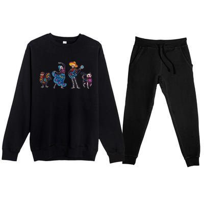 Dancing Catrina And Mariachi Musician Camiseta Day Of The Dead Gift Premium Crewneck Sweatsuit Set