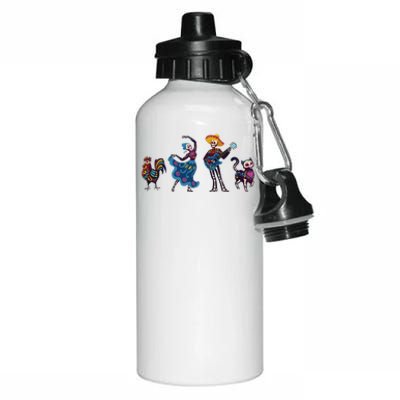 Dancing Catrina And Mariachi Musician Camiseta Day Of The Dead Gift Aluminum Water Bottle