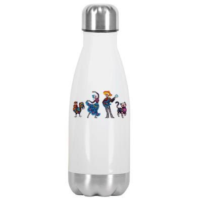 Dancing Catrina And Mariachi Musician Camiseta Day Of The Dead Gift Stainless Steel Insulated Water Bottle