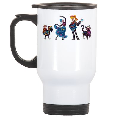 Dancing Catrina And Mariachi Musician Camiseta Day Of The Dead Gift Stainless Steel Travel Mug