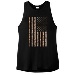 Desert Camo American Flag Military Tactical Camouflage Usa Ladies PosiCharge Tri-Blend Wicking Tank