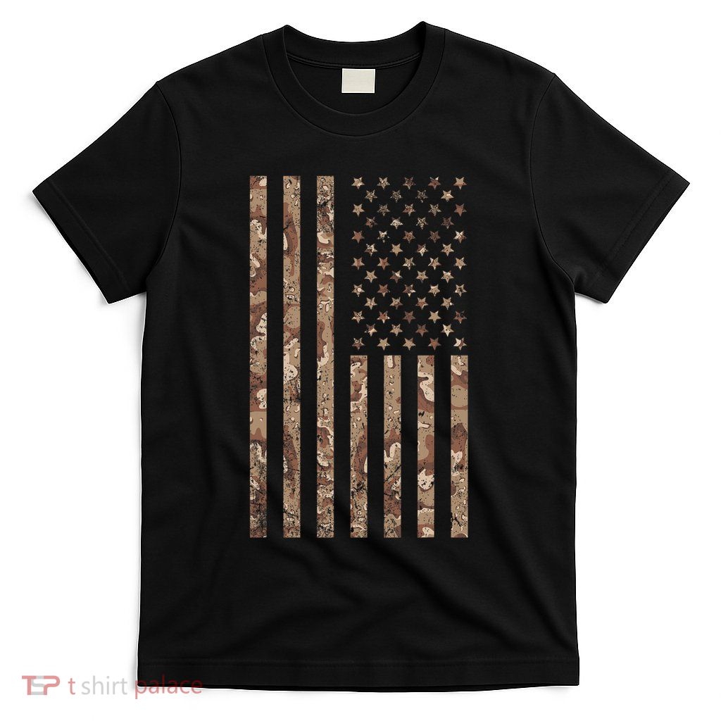 Desert Camo American Flag Military Tactical Camouflage Usa T-Shirt