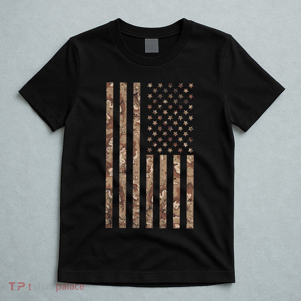 Desert Camo American Flag Military Tactical Camouflage Usa T-Shirt
