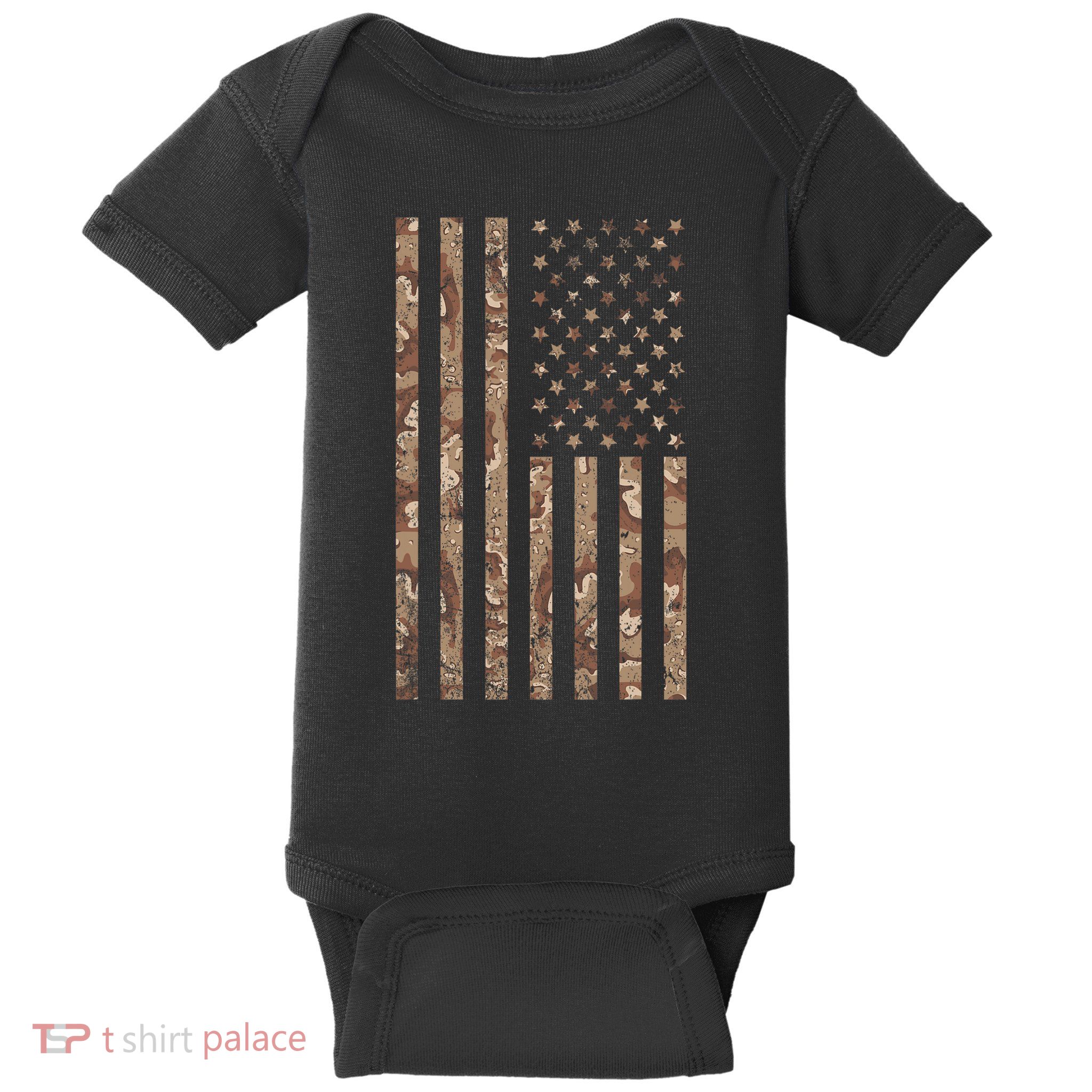 Desert Camo American Flag Military Tactical Camouflage Usa Baby Bodysuit