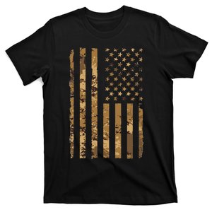 Desert Camo American Flag Military Tactical Camouflage T-Shirt