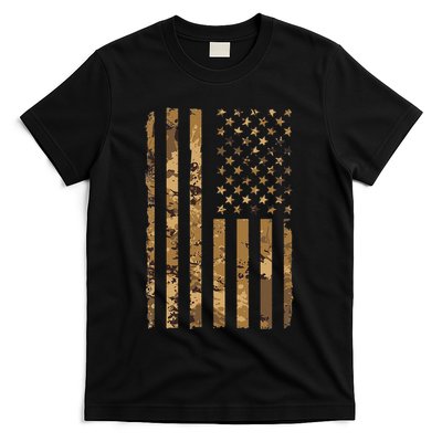 Desert Camo American Flag Military Tactical Camouflage T-Shirt