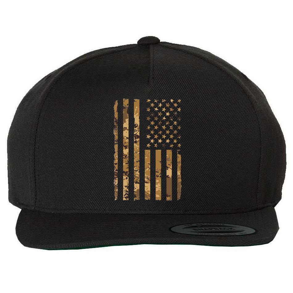 Desert Camo American Flag Military Tactical Camouflage Wool Snapback Cap
