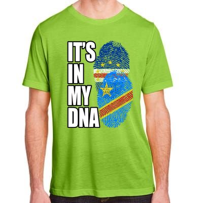 Democratic Congolese And Cabo Verdean Mix Dna Flag Heritage Gift Adult ChromaSoft Performance T-Shirt