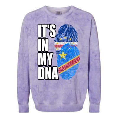 Democratic Congolese And Cabo Verdean Mix Dna Flag Heritage Gift Colorblast Crewneck Sweatshirt