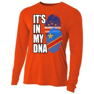 Democratic Congolese And Cabo Verdean Mix Dna Flag Heritage Gift Cooling Performance Long Sleeve Crew