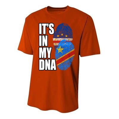 Democratic Congolese And Cabo Verdean Mix Dna Flag Heritage Gift Performance Sprint T-Shirt