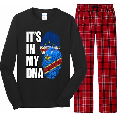 Democratic Congolese And Cabo Verdean Mix Dna Flag Heritage Gift Long Sleeve Pajama Set