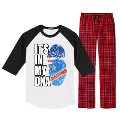 Democratic Congolese And Cabo Verdean Mix Dna Flag Heritage Gift Raglan Sleeve Pajama Set