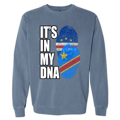 Democratic Congolese And Cabo Verdean Mix Dna Flag Heritage Gift Garment-Dyed Sweatshirt