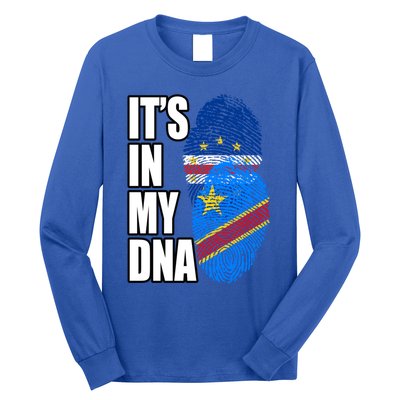 Democratic Congolese And Cabo Verdean Mix Dna Flag Heritage Gift Long Sleeve Shirt